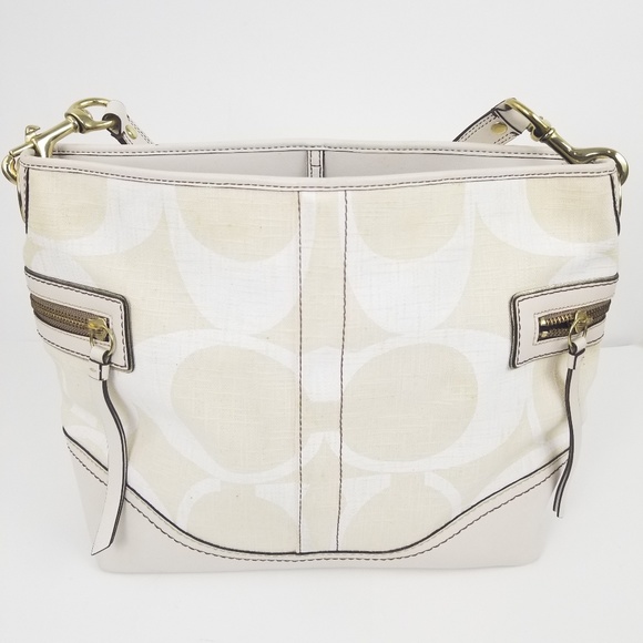 Coach Handbags - Coach Legacy Canvas Leather Cream Tote Bag